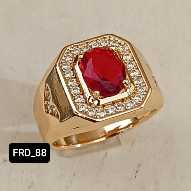CINCIN BATU PRIA KODE XM03 TERLARIS TERMURAH Aksesoris Putih Rings - EMAS BATU MERAH, 6