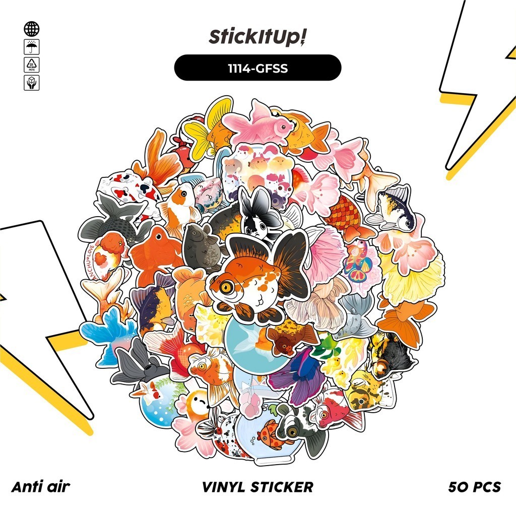 

COD✨ 100 Pcs Stiker Pack Ikan Mas/Koi v2 Lucu Lucu Aesthetic Vynil Waterproof untuk Freebies Sticker Buku Journal Casing HP Laptop