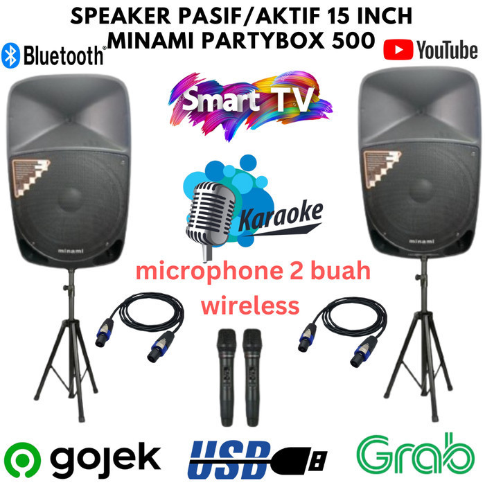 Agen SPEAKER PASIF/AKTIF 15 INCH MINAMI PARTYBOX 500 GARANSI RESMI 600 WATT