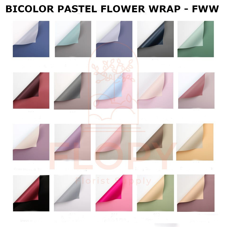 

[5 lembar] Bicolor Pastel Flower wrap/kertas bunga/cellophane - FWW