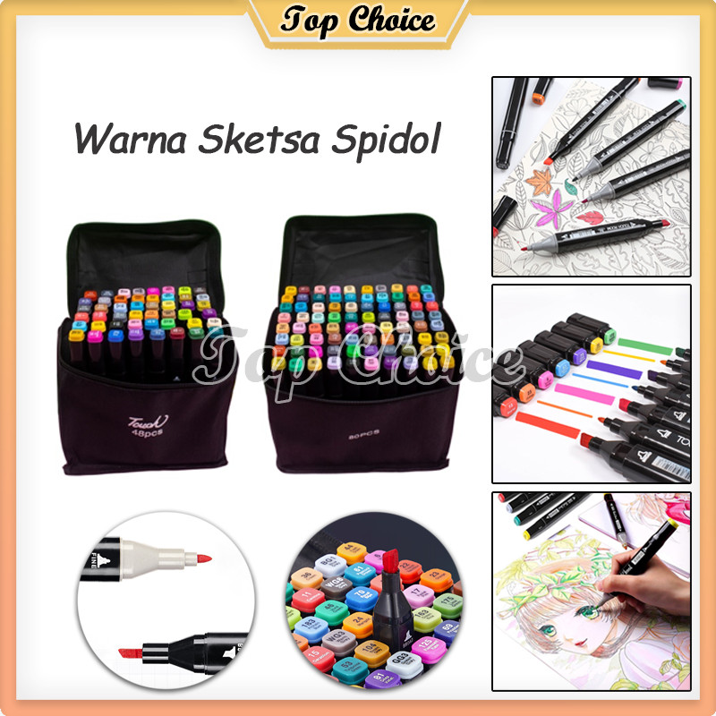 

Warna Sketsa Spidol 12/24/48 / Twin Market Set Spidol / Dual Side Fine Art Brush Pen Sketsa