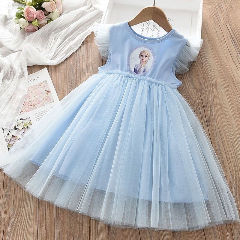 HONEY.BABY 1-9 Tahun Dress Frozen Elsa Gaun Anak Perempuan Elsa Tanpa Lengan Frozen Anak princess sk