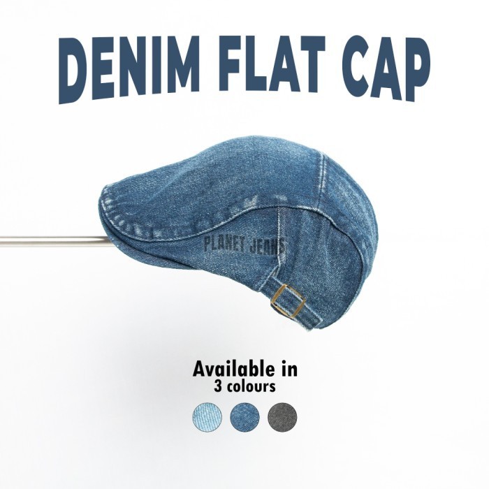 Topi Flat Cap Bahan Denim Pelukis Vintage Baret Newsboy - FC02 Planet Jeans