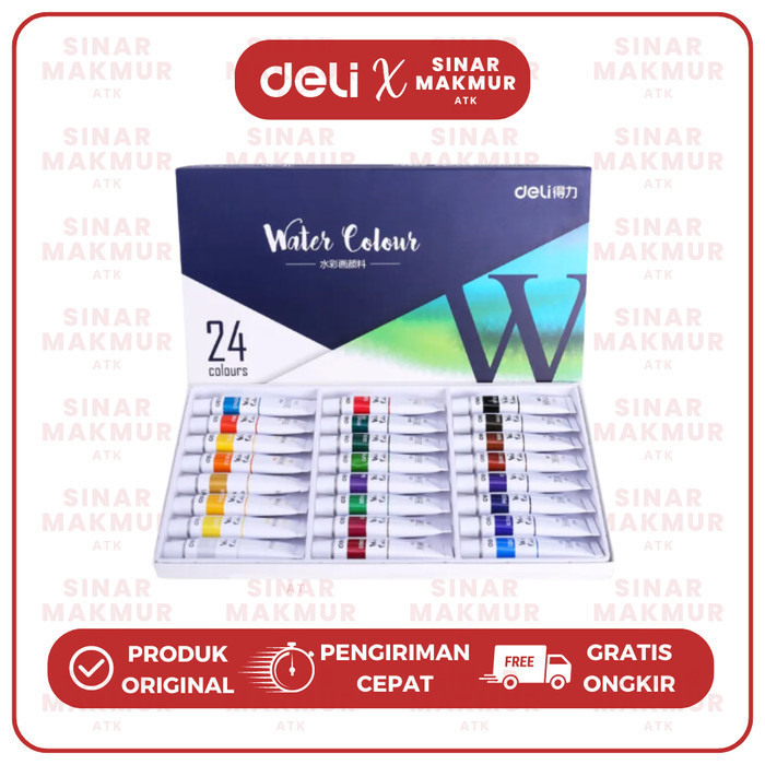 

Watercolor Paint/Cat Air 12 ml Tube 24 Warna Deli 73852 (Set)