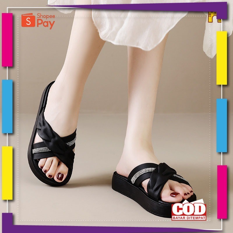 [PREMIUM ORIGINAL] Taylor Sandal wanita tali silang / Sandal slop tali silang / Wedges 3cm / Sendal 