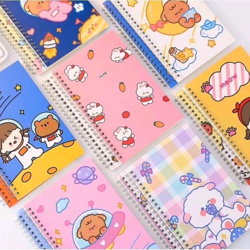 

ACEH.NONO 131084 buku catatan notebook A5 isi 60 lembar / buku diary aesthetic motif kartun