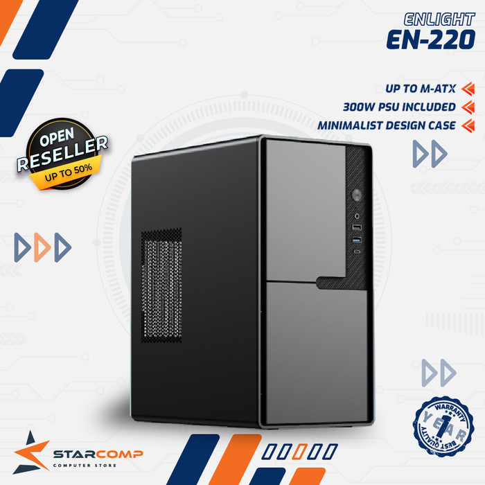 ENLIGHT EN-220 Case M-ATX PSU 300W Mid Slim USB3.0 Casing EN220