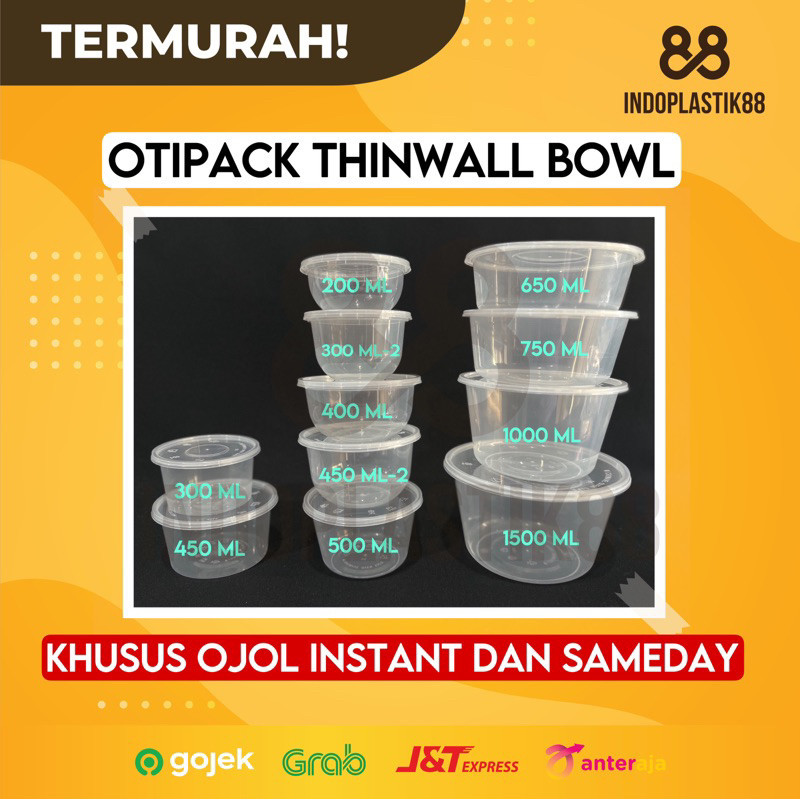KHUSUS GOJEK / GRAB. BOWL OTIPACK THINWALL / KOTAK MAKAN / KOTAK MAKAN PLASTIK / MANGKOK OTIPACK / M