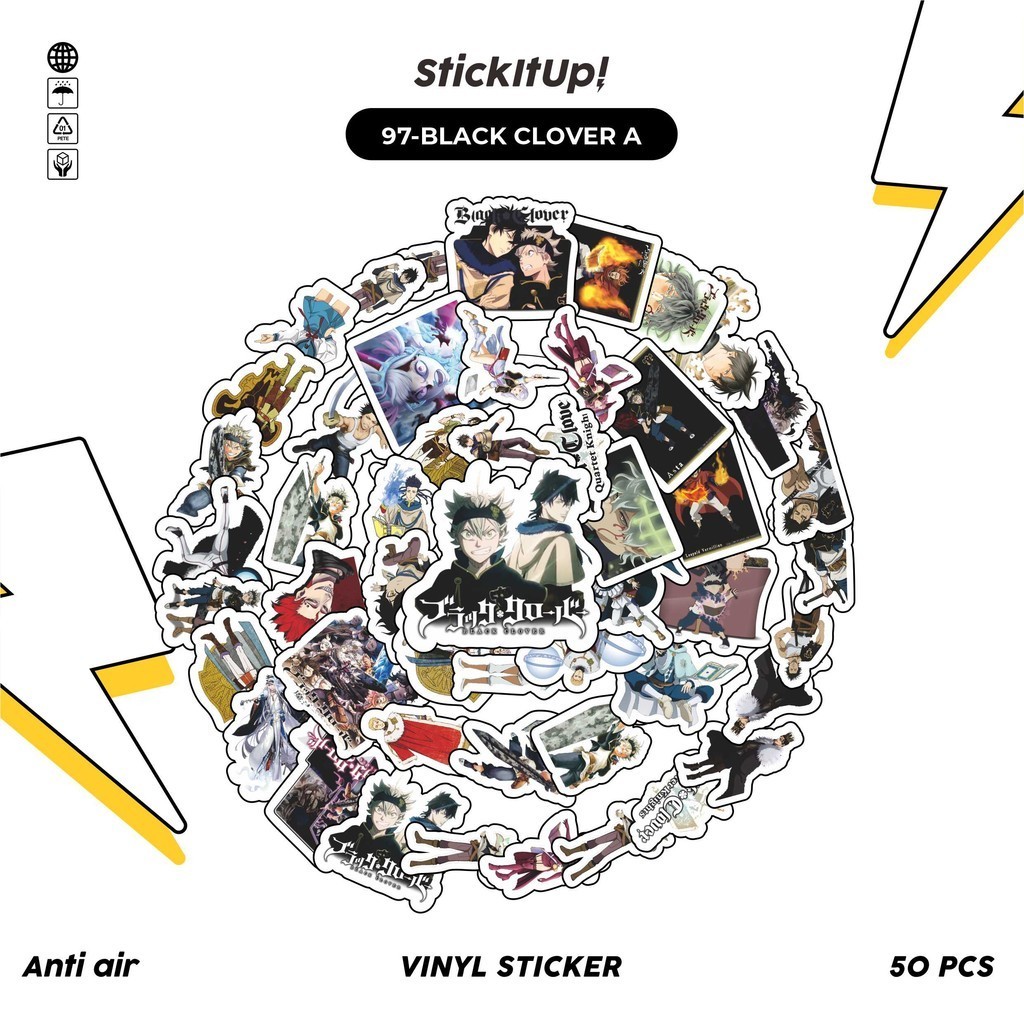 

COD✨ 50 Pcs Stiker Pack Motif Anime Black Clover Anti Air Untuk Dekorasi Notebook Sepeda Skateboard Handphone DIY