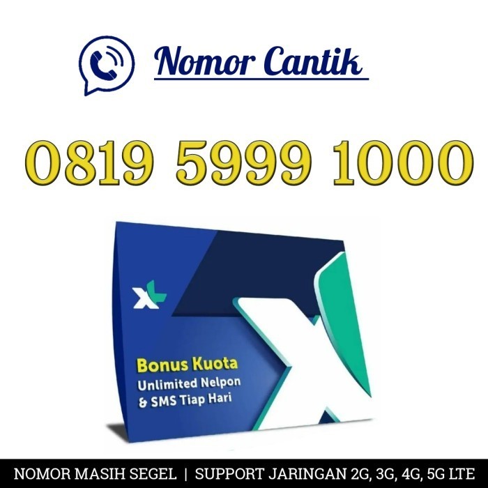 Kartu Perdana Nomor Cantik XL 4G LTE 0819 5999 1000