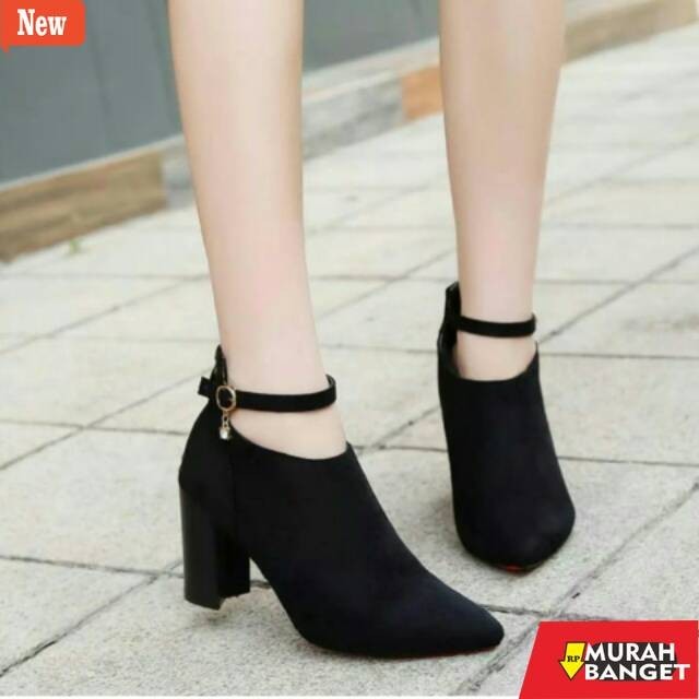 shopee haul sepatu heels wanita Sepatu wanita high Heels boots mr37