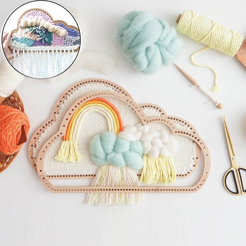 

3Pcs/Set Wooden Cloud Shape Knitting Loom DIY Craft Weaving Tool Hand Knitted Machine for Handmade Wall Hanging Knitting Tool