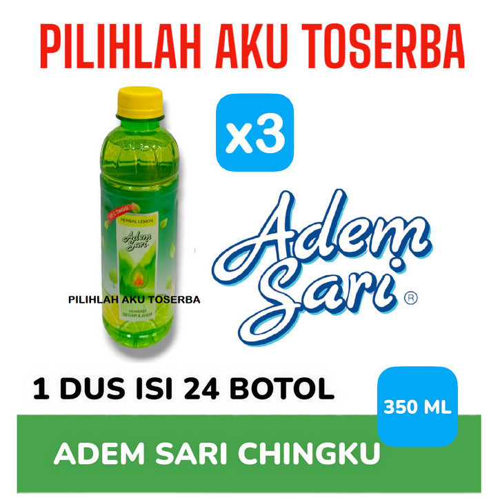 

ADEM SARI CHINGKU BOTOL Rasa LEMON HERBAL kemasan BOTOL 350 ml - ( HARGA 3 BOTOL )