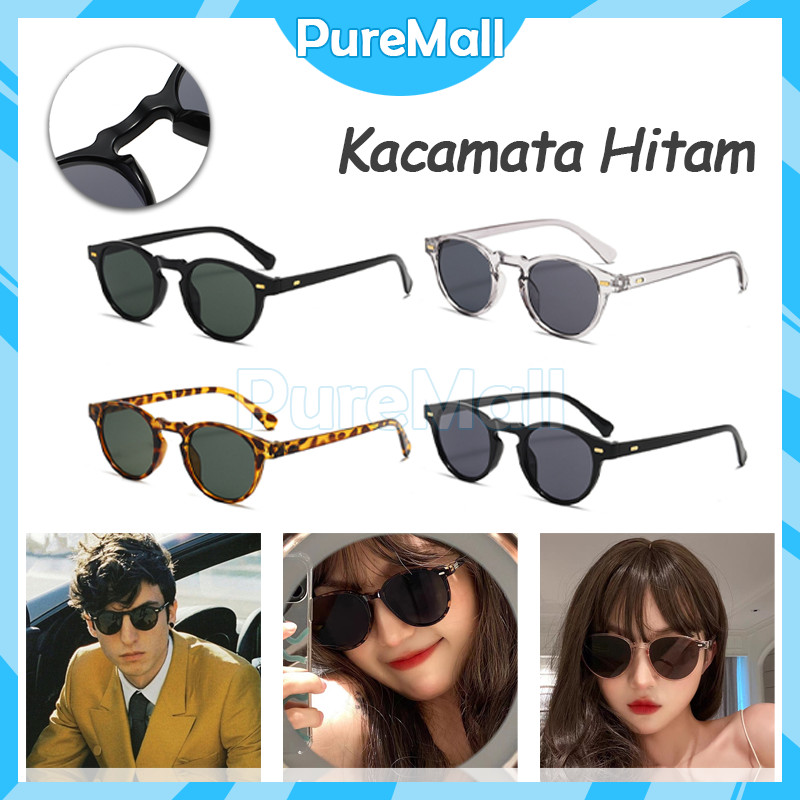Kacamata Gaya Full Hitam Unisex / Kacamata Hitam / Kacamata Hitam Retro Gaya Bulat Kecil