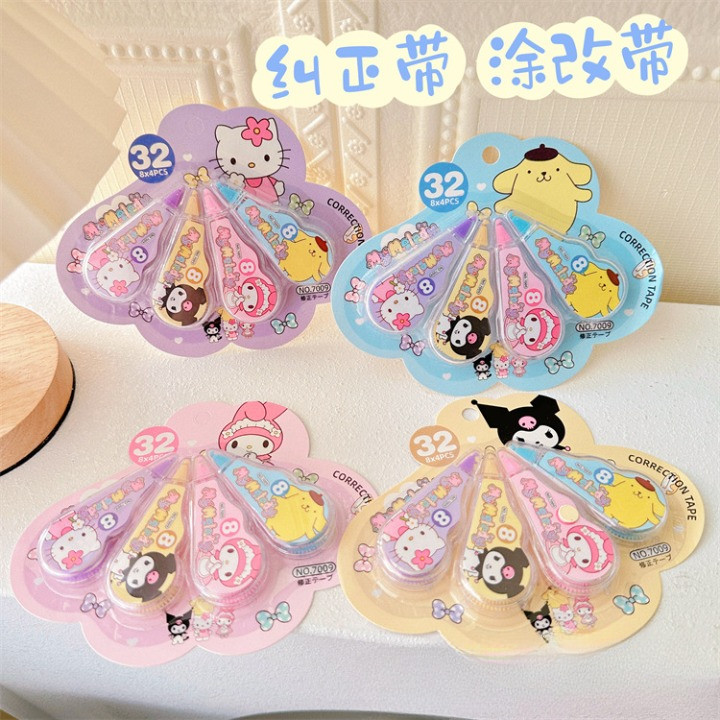 

( OTH1020 ) ( 1 PACK ISI 4 ) Alat tulis correction pen tip ex kertas roll - sanrio melody kuromi hello kitty pompompurin - pink merah muda purple ungu blue biru white putih