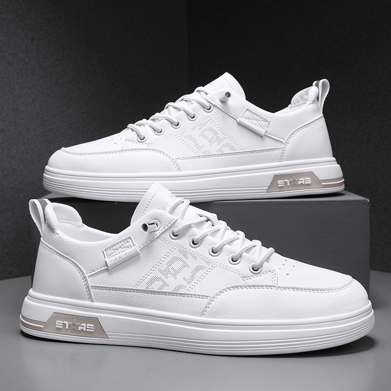 Sepatu Pria Putih Sepatu Sneakers Casual Cowok Kulit Sepatu