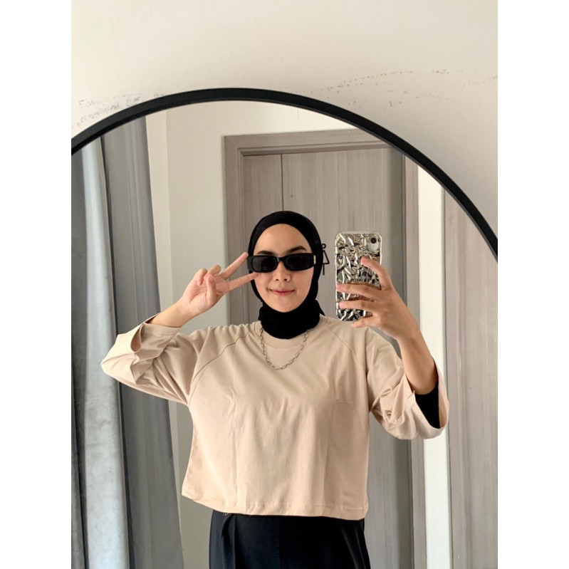 Kaos Crop Top Oversize Polos Cotton Combed 30S Premium