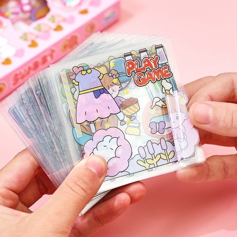 

STICKER KARAKTER KARTUN KAWAII MOMO GIRL AND BEAR RANDOMLY CUTE / STIKER DIY 1 LEMBAR