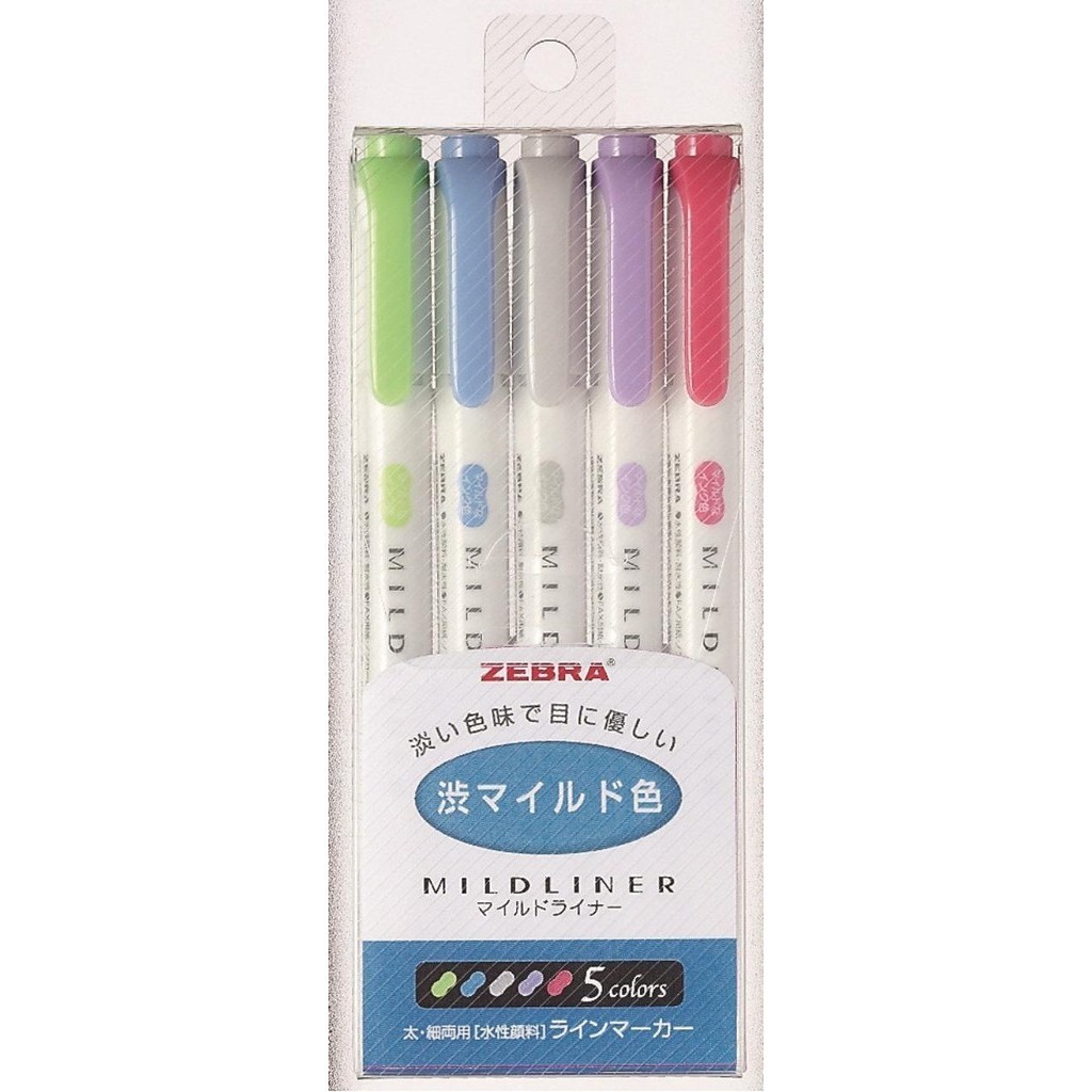 

ZEBRA Mildliner NC5 Highlighter Penanda Berwarna Set Color Marker Spidol Warna