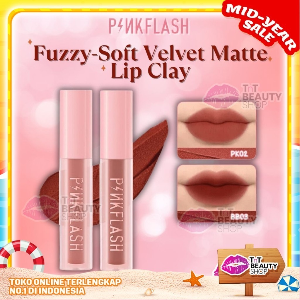 PINKFLASH Fuzzy-Soft Velvet Matte Lip Clay Lipstik Lightweight Lip Mud For Lip & Cheek 21 Colors - L