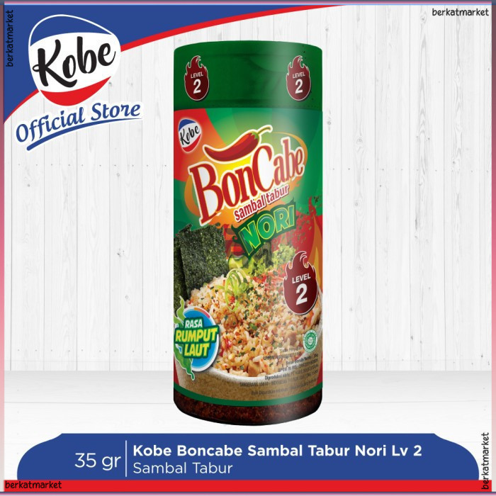 

Kobe BonCabe Sambal Tabur NORI botol 30gr Level 2 Halal Rumput Laut