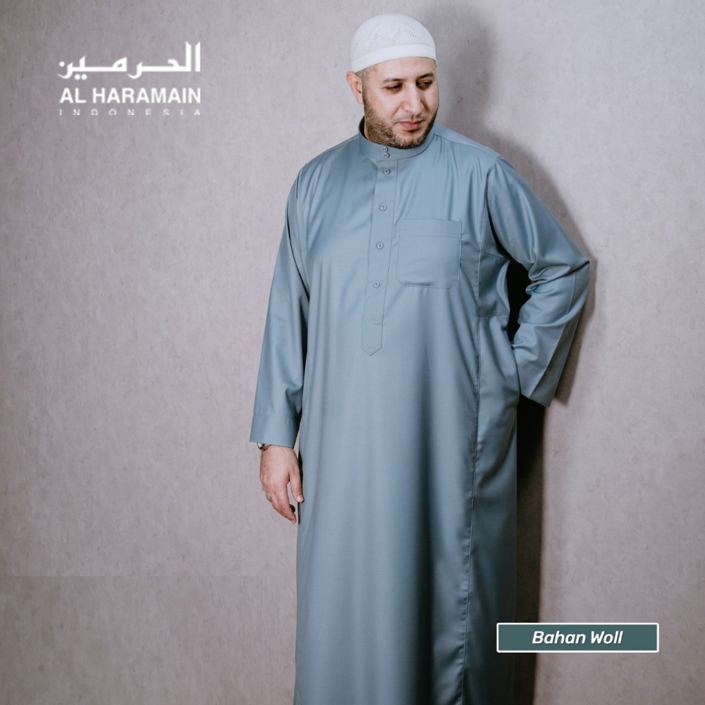 AL Haramain Jubah / Gamis Pria Dewasa Viet Premium Wol (09) | Abu | Abu Kecoklatan | Silver | Biru T