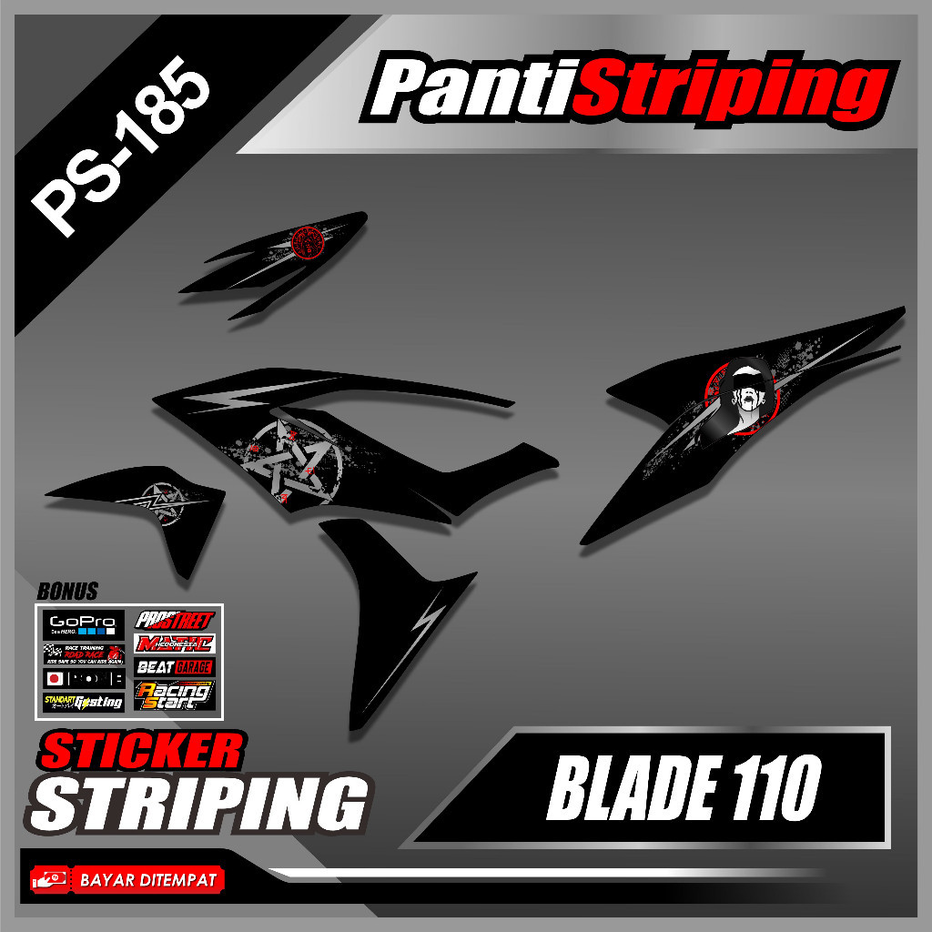 (PS-185) Sticker Striping Transparan Blade 110 - Striping List Variasi Motor Blade 110 SemiFull Moti