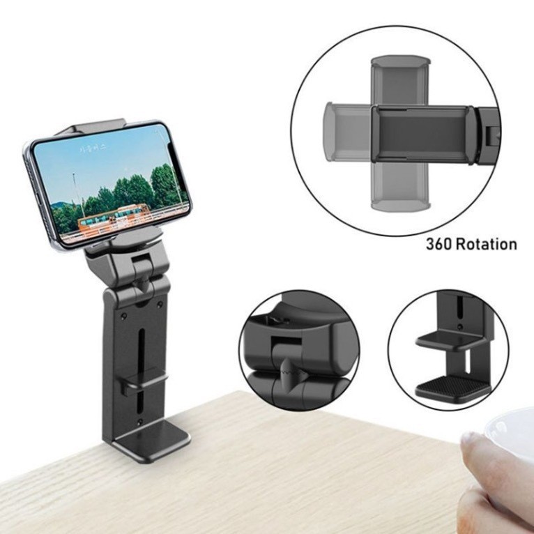 Holder Hp Meja Jepit 360 Derajat Multifungsi Stand Hp Sandaran di Meja Atau Jepit Phone Holder
