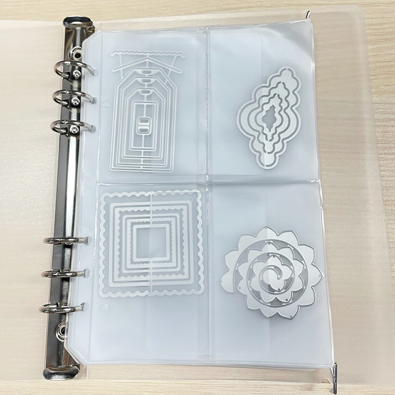 

A5 6-Hole Strap Storage Clip And Storage Bag Scrapbook Cutting Die Storage Organizing Sticker Storage Transparent Bag