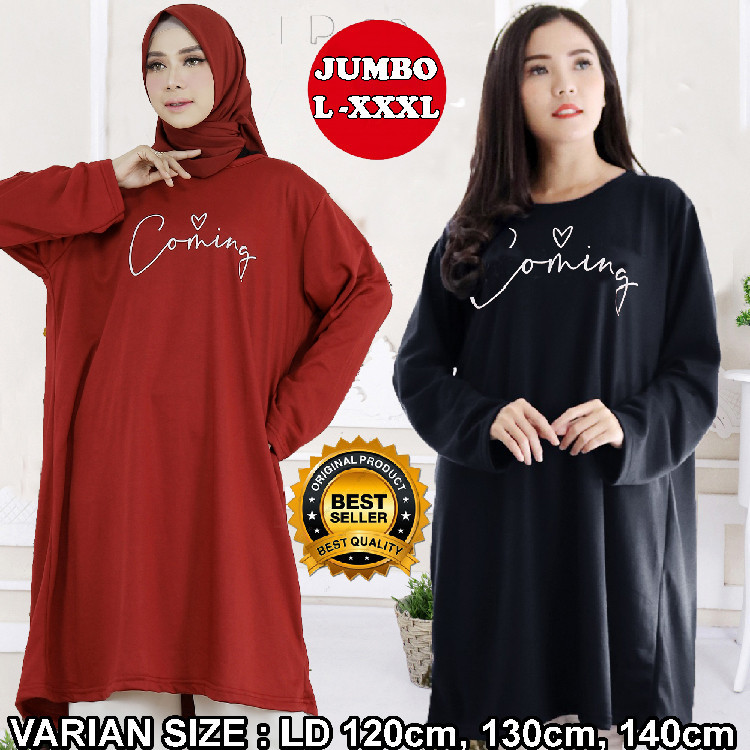 Atasan Tunik kaos Jumbo Wanita Bigsize Terbaru Terlaris Ld 120 - LD 130 - LD 140 - MTP2010
