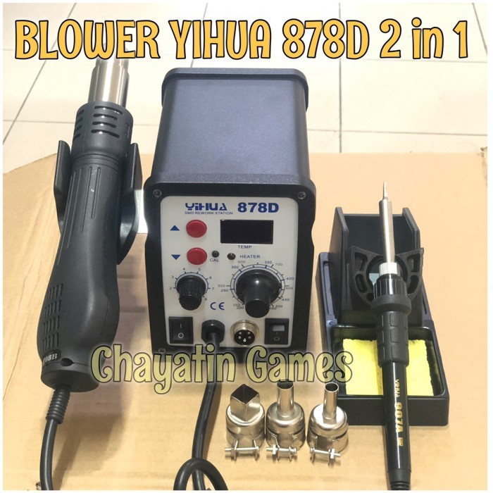 BLOWER / SOLDER UAP ORI YIHUA 878D (DIGITAL) + SOLDER STATION (2 IN 1) -AD87