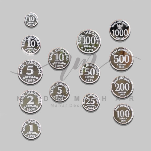 Replika Koin Rupiah Versi Kuno - Terbaru | Seserahan Mahar | Chipboard | Scrapbook | Akrilik Mirror 