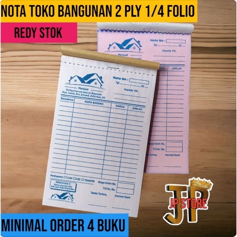 

Cetak NOTA TOKO BANGUNAN ATAU MATERIAL 2 PLY 1/4 FOLIO - SIAP KIRIM Murah