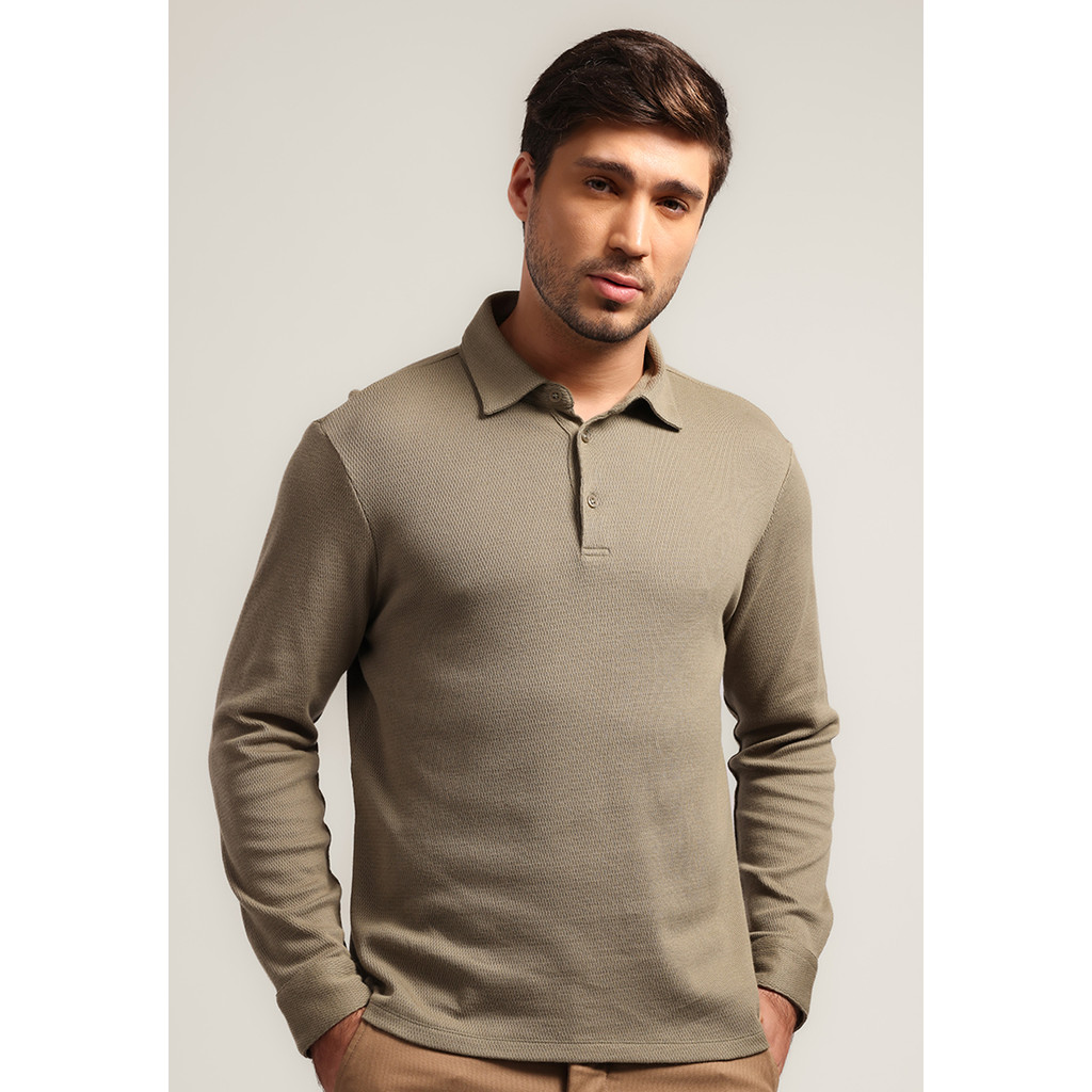 MOC - Kaos Polo Polos Pria Lengan Panjang Carlos - Olive