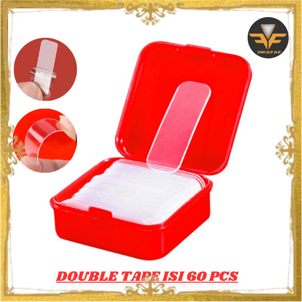 

DOUBLE TAPE MINI ISI 60 PCS BOX TRANSPARAN 2 SISI / TAPE PEREKAT DUA SISI ISOLASI MINI /LAKBAN MINI BENING SERBAGUNA / NANO TAPE MINI