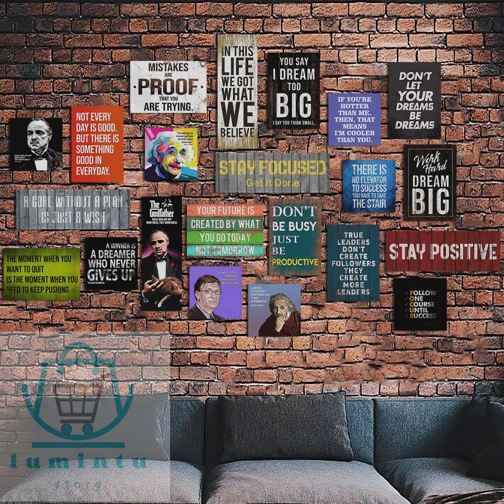 [22pcs / FULLSET] Poster Hiasan Dinding Kayu Podcast Deddy Corbuzier Wall Decor Retro Vintage Quote