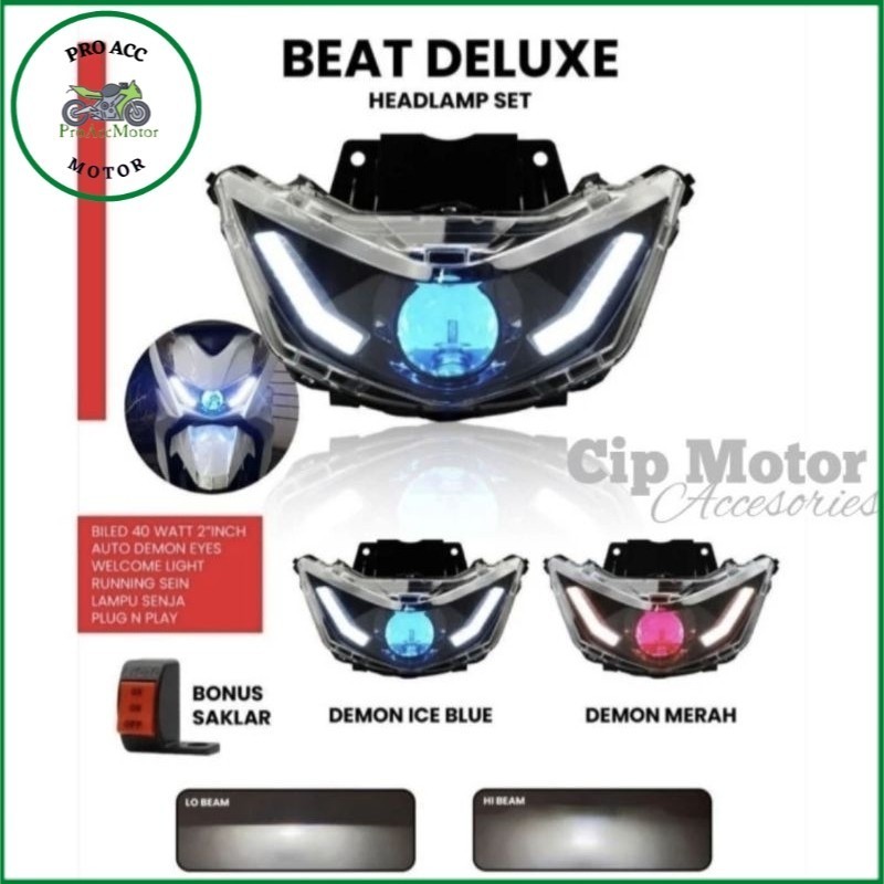 Lampu Depan Reflektor Set Projie BEAT DELUXE 2020 2021 2022 2023 2024