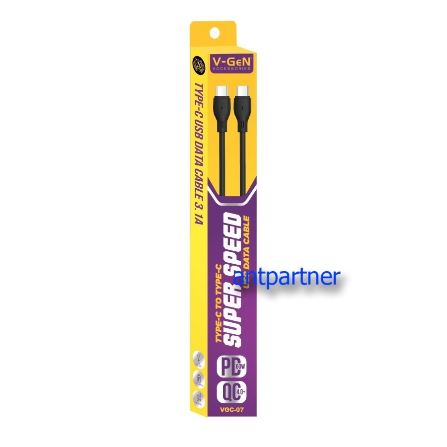 [ANT] Kabel Charging V-GeN vgc-07 Type C to Type C QC 4.0 PD 60W 3.1A 1Meter