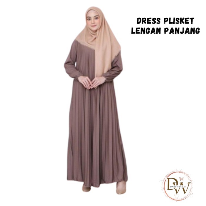 ✨BISA COD✨ - Gamis Plisket Payung Syari Lengan Panjang Terbaru - Inner Dress Diskon