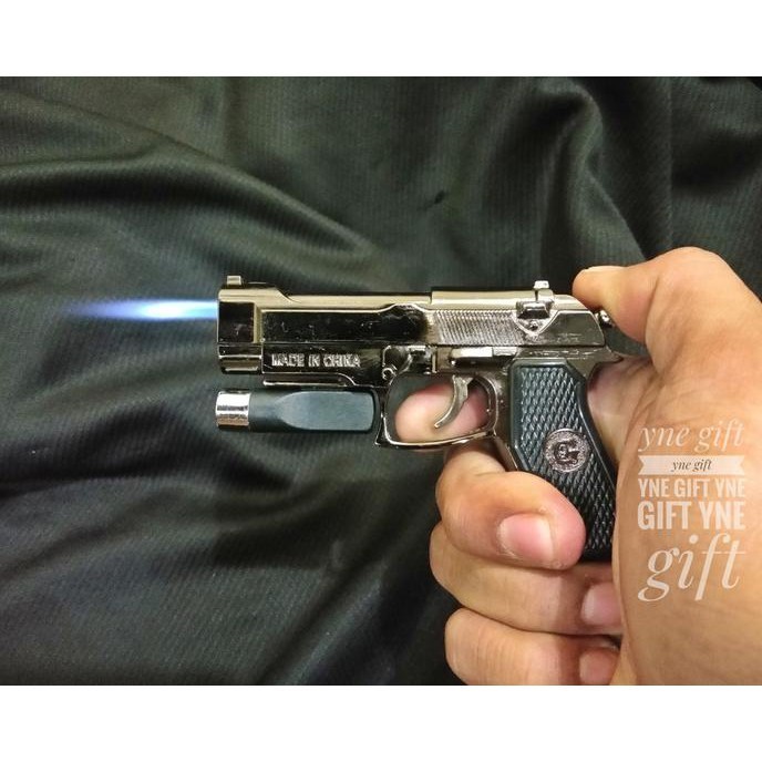 Korek Gas Pistol Beretta Mini Senter Laser, Korek Api Unik, Mancis