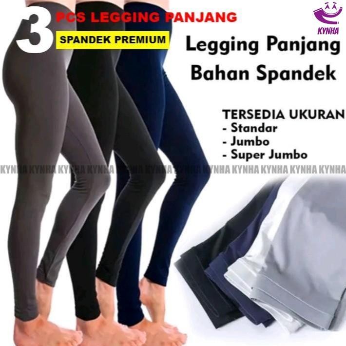 KYNHA 3 PCS Legging Wanita Bahan Spandek Jersey-Licin Tebal Dan Rapi-Celana Spandex Standart Dalaman