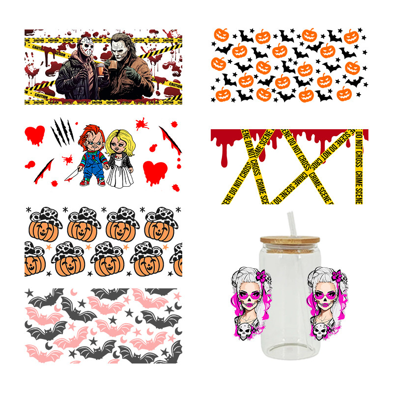 

UV DTF Transfers Stickers, 16oz, Cup Wraps, Halloween, All Saints' Day, Printed for DIY Glass, Ceramic Metal Leather, Etc. D1255