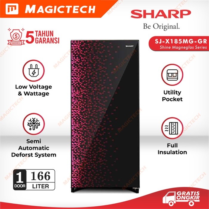 KULKAS SHARP 1 PINTU SJ-X185MG-GR 166L - MERAH