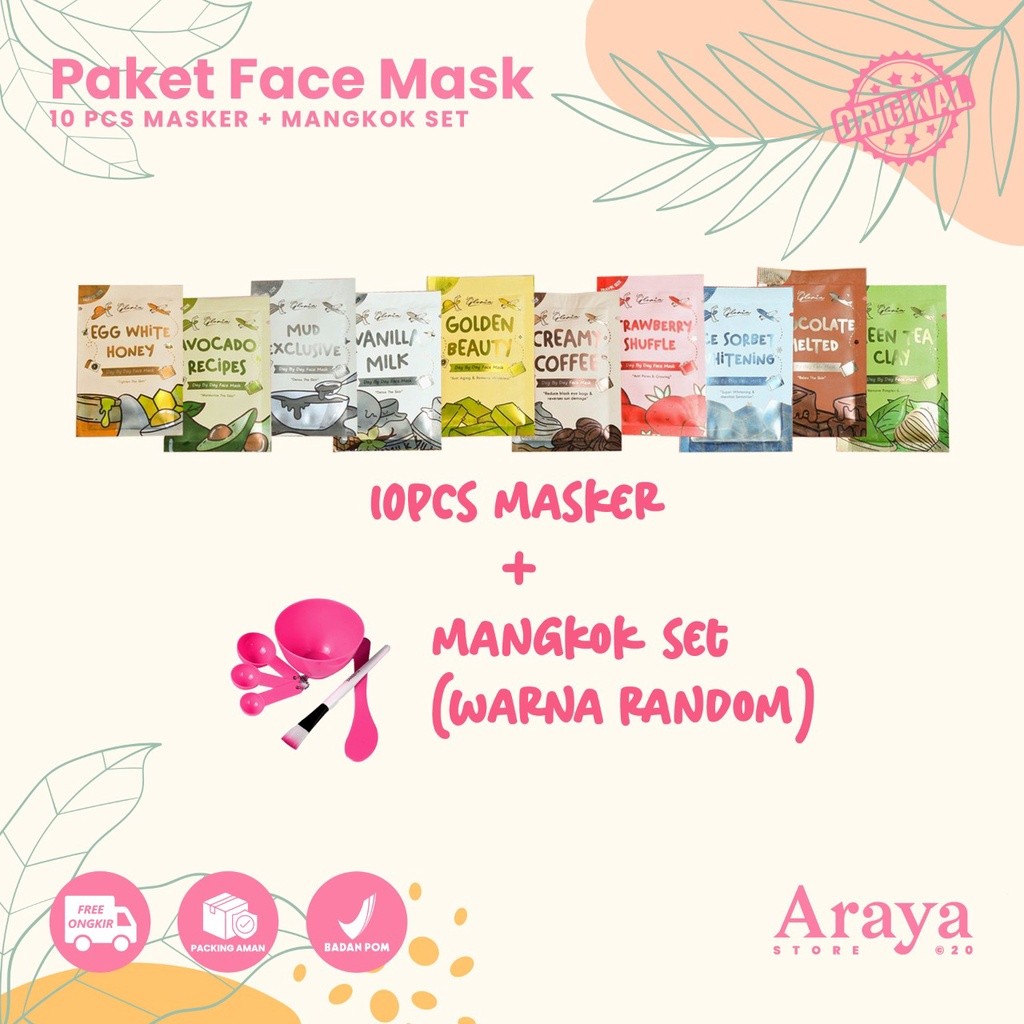 [BISA DROPSHIP RESI] PAKET 10PCS 10gr MASKER LEA KEMASAN BARU TRAVEL SIZE  BPOM BUBUK BY LEA GLORIA 