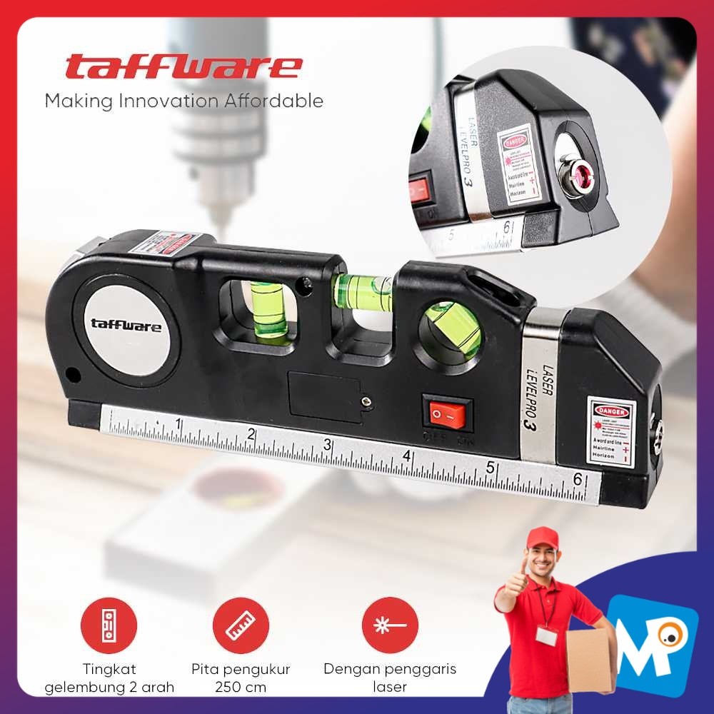 

Taffware LEVELPRO3 Penggaris Laser 250CM + Waterpass - DH-J02