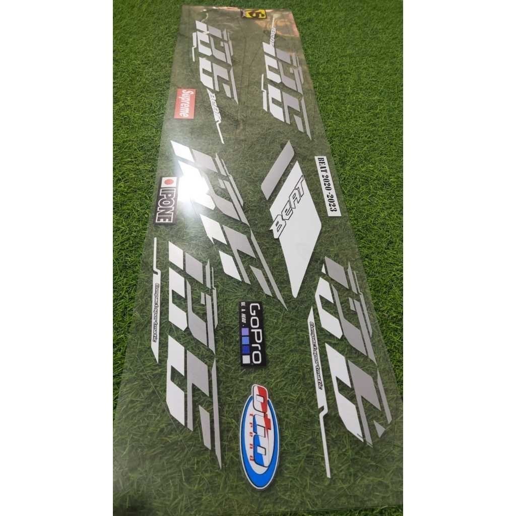 Sticker Motor Beat Bahan Bening Motif Thailand Variasi Warna Biru/Ungu/Kuning/Merah/Hijau/Pink/Putih