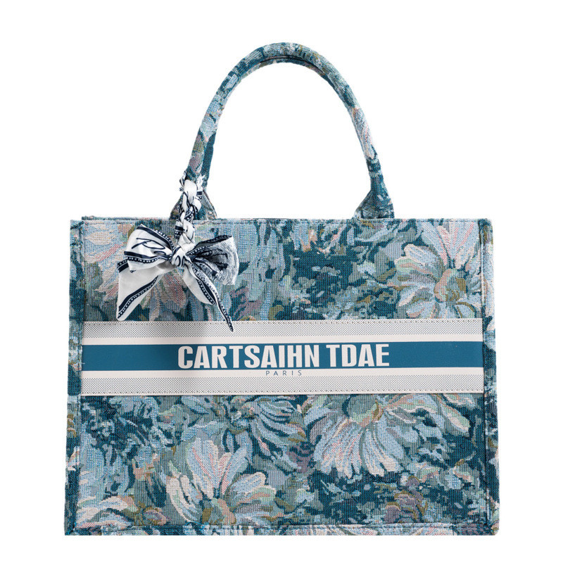 Tote Bag Fashion Canvas Totes Letters Flower Portable Beach Shoulder Shopping Casual Beach Bag Large
