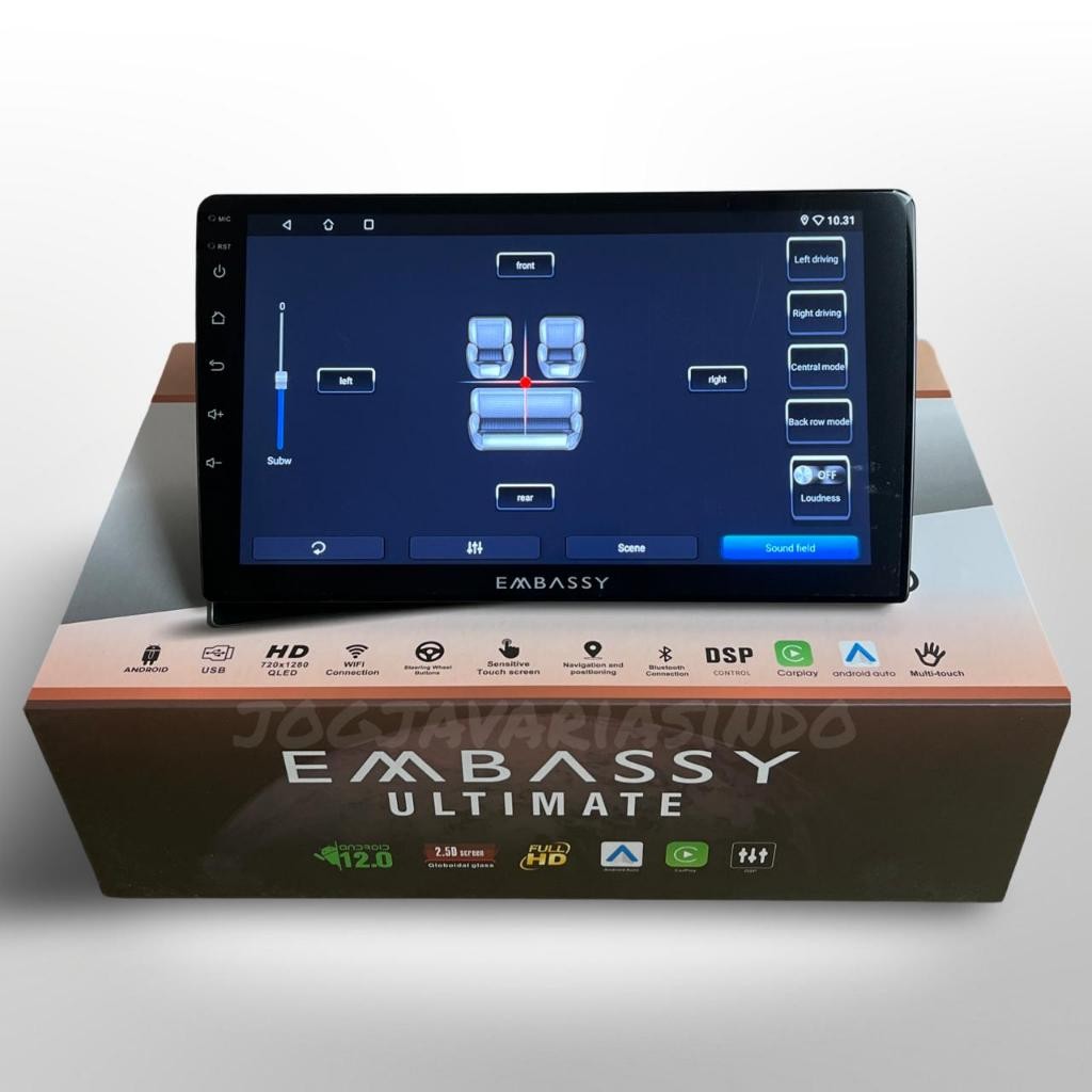 Headunit Android Embassy Ultimate 9 Inch layar QLED
