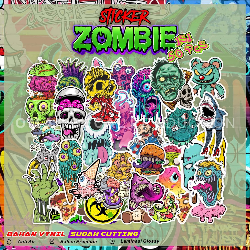 

STICKER AESTHETIC ISI 50 PCS RANDOM STIKER ZOMBIE ANTI AIR UNTUK LAPTOP CASE HP HELM STICKER