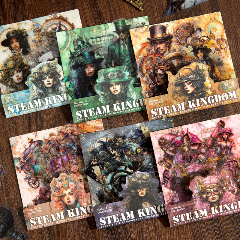 

20pcs/pack PET Steam Kingdom Decor Stickers Aesthetic Stationery DIY Scrapbooking Collage Junk Journal Laptop Stickers